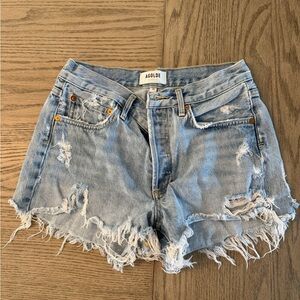 AGOLDE Women's Distressed Denim Parker Shorts - Light Blue